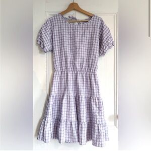 BCBGeneration Lilac Gingham Tiered Dress